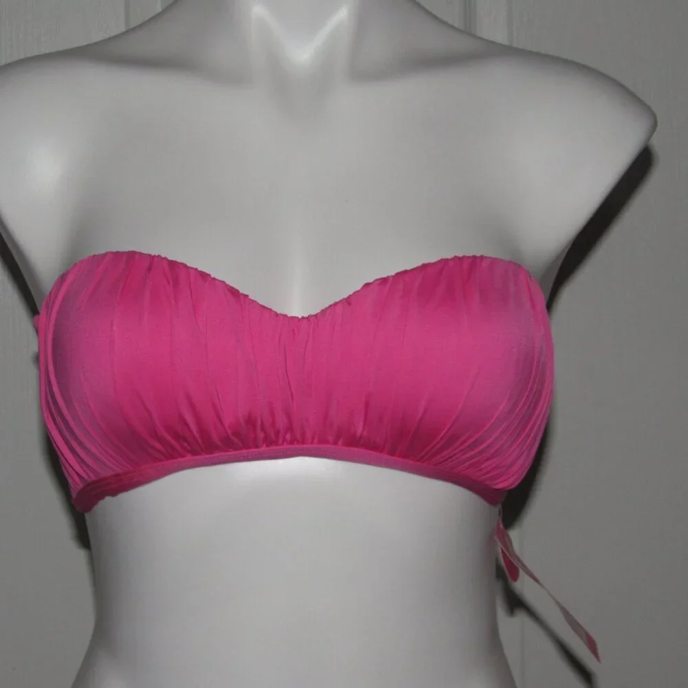 NWT Xhilaration Hot Pink Bandeau Push-Up Bikini Top | Size M Barbiecore  Beach